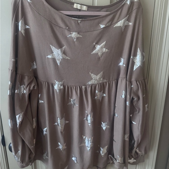 ODDY Silver Star Patterned Taupe top - 2XL - Picture 3 of 4